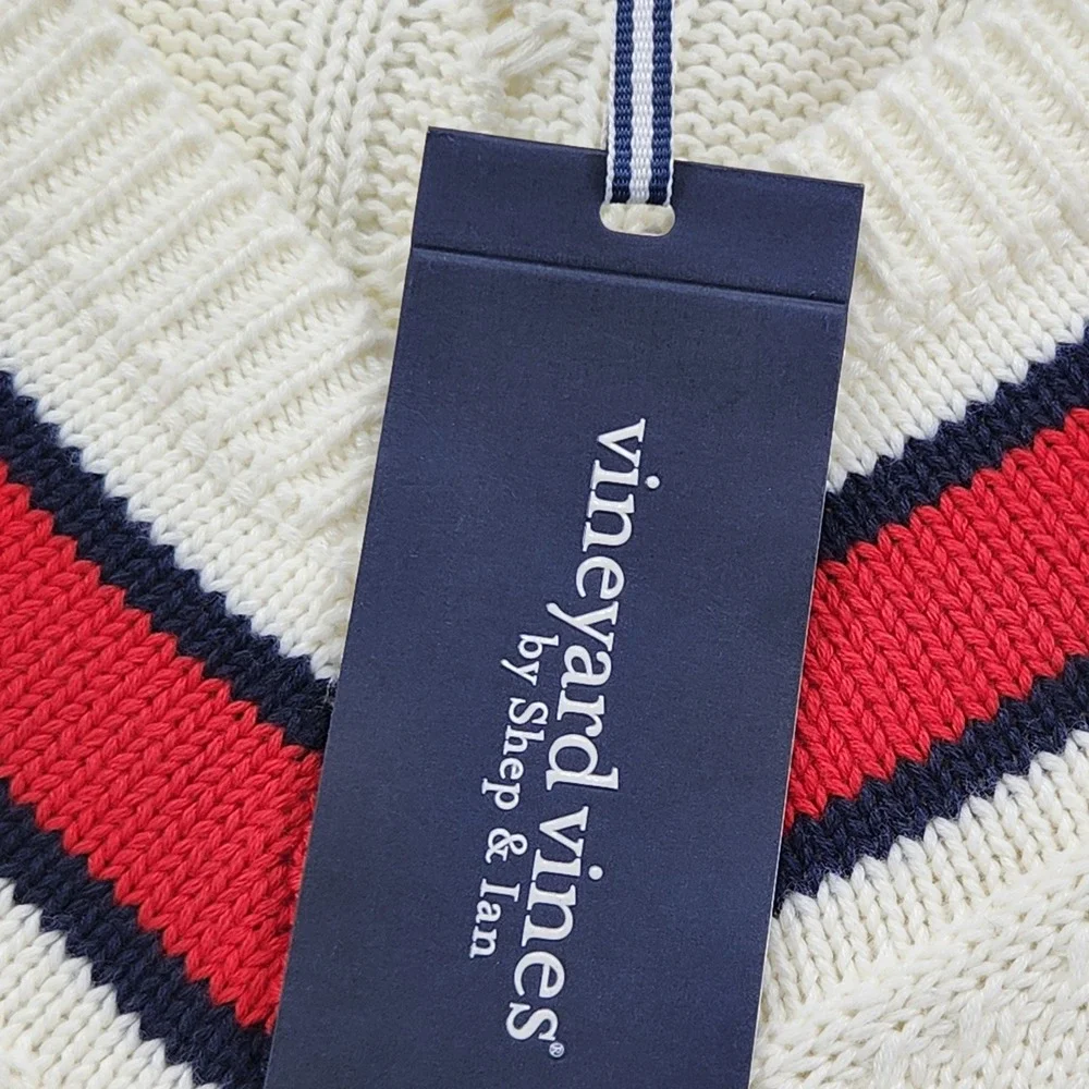 Vineyard Vines NWT Mens XXL Heritage Varsity‎ Sweater Marshmallow Cream